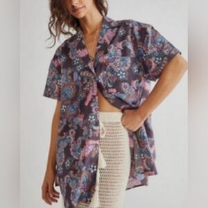 Free People We The Free Free People Poolside Paisley Boyfriend Top XS